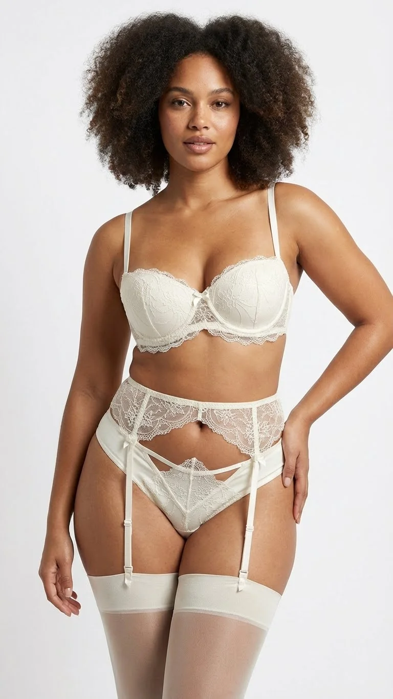 LunaIntim Gelin Çeyizlik Beyaz Jartiyer Takımı Dantelli ve Fiyonklu Balayı Seti - Balayı Seti